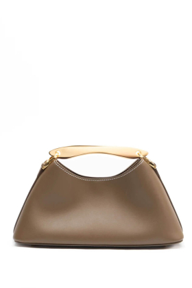 Mini Boomerang bag Leather, Rock/White Stitches